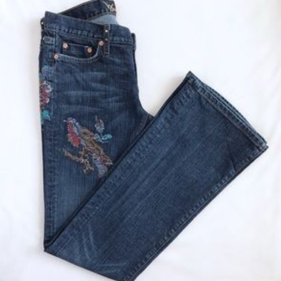 BEBE Boot Cut Embroidered Jeans Size 26 - Picture 1 of 13
